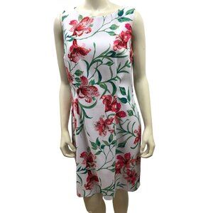 Floral Sleeveless White &‎ Red A-Line Dress By Alyx